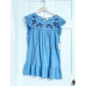 Keep in Touch Embroidered Top Shirt NWT Sz M